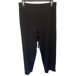 Exclusively Misook Acrylic Pull On Crop Pants Size Med Black Classic‎ Minimalist